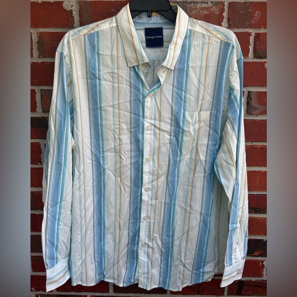 Tommy Bahama Pima Cotton Long Sleeve Button Down Multicolor XXL Striped Shirt B5